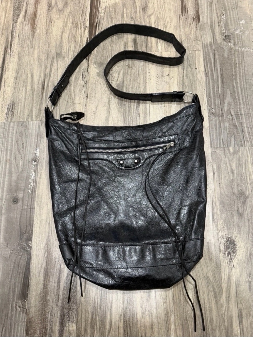Balenciaga moto city Black Leather Crossbody Bag vintage Y2K